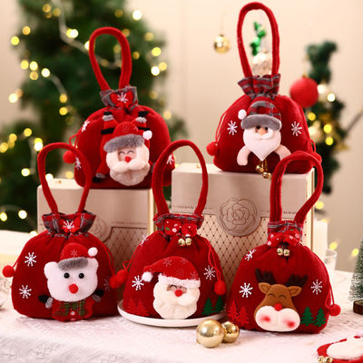 3D-sneeuwman poptas met kerstman elandhandvat OEM/ODM Acceptabele kerst snoeptas