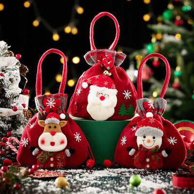 3D-sneeuwman poptas met kerstman elandhandvat OEM/ODM Acceptabele kerst snoeptas