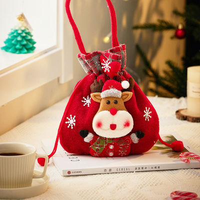 3D-sneeuwman poptas met kerstman elandhandvat OEM/ODM Acceptabele kerst snoeptas