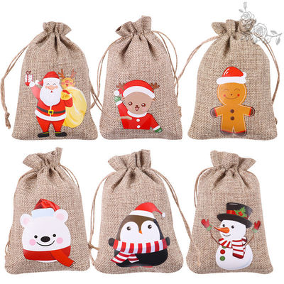 Aanvaardbaar OEM/ODM Kerstdoek met trekknoer Jute Bag voor dagelijkse schoolbehoeften