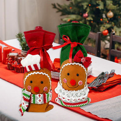 Kerstwijnfles bedekt tas sneeuwman kerstman champagne fles bedekt mouw vrolijk kerstjaar tafelversieringen