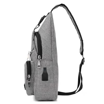 Zipper sluiting Canvas USB opladen Anti-diefstal borstzak voor mannen op korte reizen
