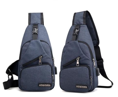 Zipper sluiting Canvas USB opladen Anti-diefstal borstzak voor mannen op korte reizen