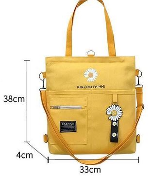 Canvas struisvogelpatroon draagbare schouder geel aangepast geprinte logo Tote Bag