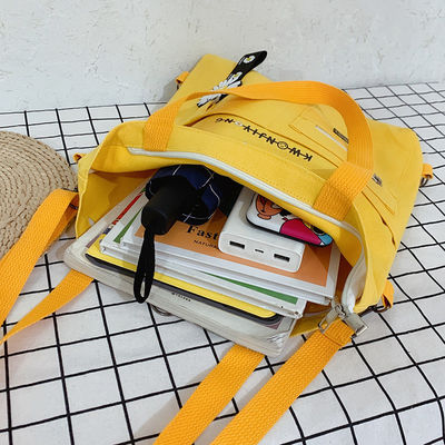Canvas struisvogelpatroon draagbare schouder geel aangepast geprinte logo Tote Bag