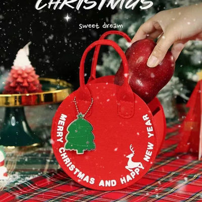 Modieus kerstfeeltas Rood kerstman winkeltas met ronde cadeautas