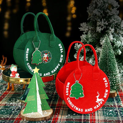 Modieus kerstfeeltas Rood kerstman winkeltas met ronde cadeautas