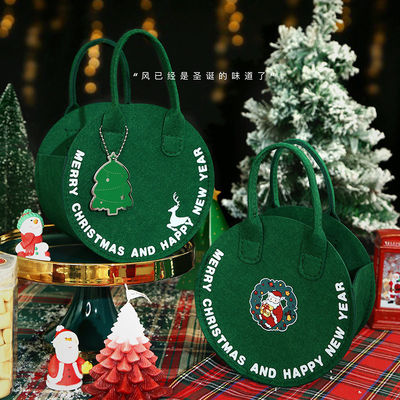 Modieus kerstfeeltas Rood kerstman winkeltas met ronde cadeautas