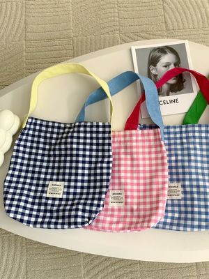 Gepersonaliseerde kleurplaat monogram vrouwen schoudertas grote capaciteit Gingham Tote tas
