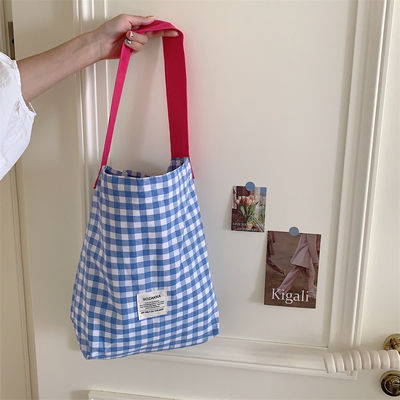 Gepersonaliseerde kleurplaat monogram vrouwen schoudertas grote capaciteit Gingham Tote tas