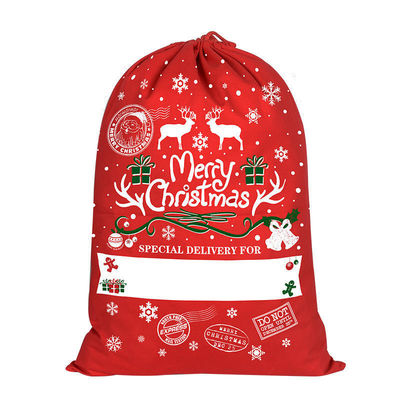 2023 Drawnstring 50x70 Soft Kids Red Santa Sack met touw Alle seizoenen OEM/ODM Acceptabel