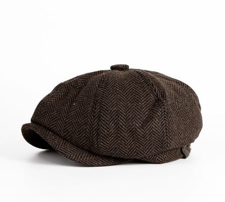 Lente- en herfsthoed voor mannen Gewone gekleurde wol baret met retro Engeland achthoekig ontwerp