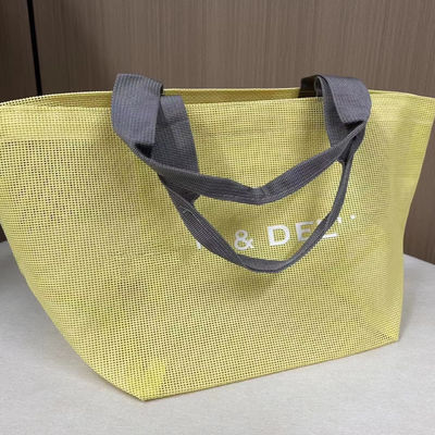 Gepersonaliseerde Logo Mesh Bags Herbruikbare Nylon Wire Mesh Shopping Tote Bag Mesh Beach Bag