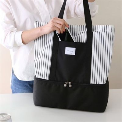 Vrouwen mesh doorzichtige tas Dubbellaag Warmtebehoud Houd voedsel warm 4 personen