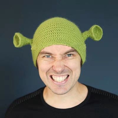 Unisex volwassen hoed feest Balaclava monster Shrek wol winter gebreide groene grappige bonnet Skullies hoed voor handgemaakt