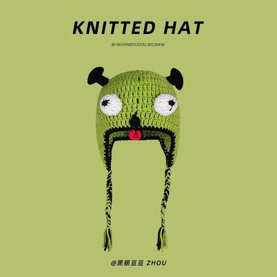 Unisex volwassen hoed feest Balaclava monster Shrek wol winter gebreide groene grappige bonnet Skullies hoed voor handgemaakt
