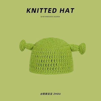 Unisex volwassen hoed feest Balaclava monster Shrek wol winter gebreide groene grappige bonnet Skullies hoed voor handgemaakt