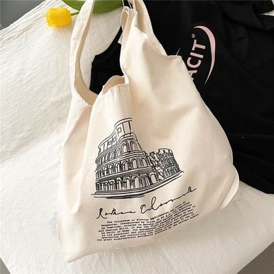 Handled Style Custom Full Printed Logo Big Canvas Tote Bag voor winkelen en strand
