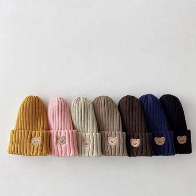 Herfst-winter Kinderen Vaste kleuren gebreide hoeden voor kinderen Meisjes Jongens 10x9.5cm Hoeden