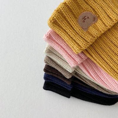 Herfst-winter Kinderen Vaste kleuren gebreide hoeden voor kinderen Meisjes Jongens 10x9.5cm Hoeden