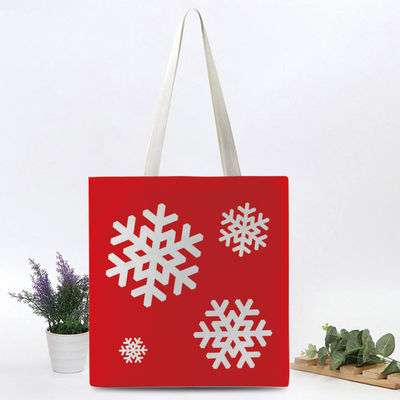 Op maat gedrukte zware katoenen doek Tote zak voor winkelen tijdens het kerstfeest