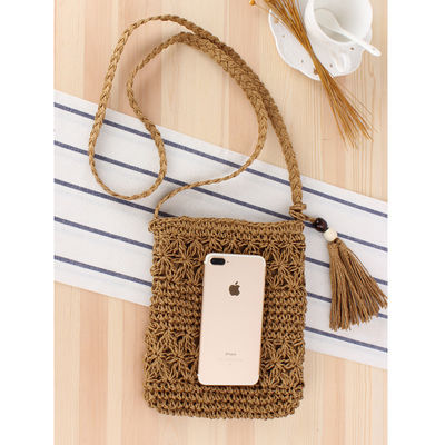 Custom logo geaccepteerd vrouwen stro crossbody emmer weven stro zakken voor zomer strand