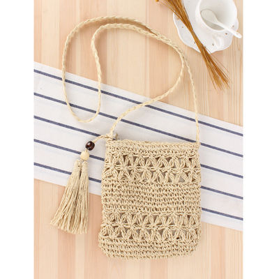 Custom logo geaccepteerd vrouwen stro crossbody emmer weven stro zakken voor zomer strand