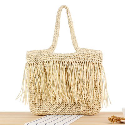 2024 Grote capaciteit Vrouwen Papier stro Strand Tote Handtas Met Tassel Nieuwste modieuze