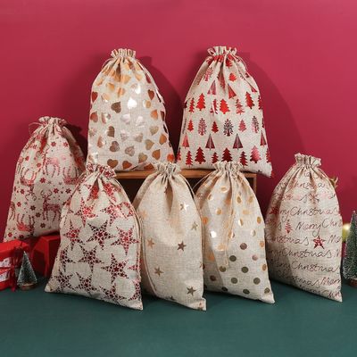 Eco-vriendelijke kerstmandzakken met trekstreng voor mini cadeautjes en snoepverpakkingen