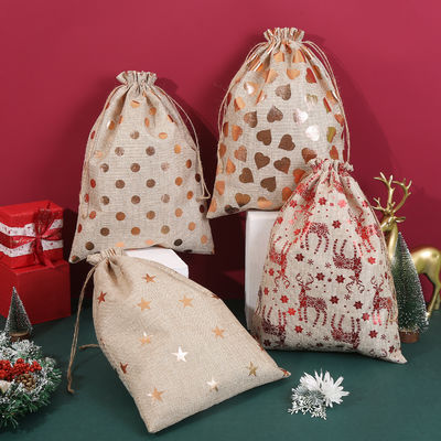 Eco-vriendelijke kerstmandzakken met trekstreng voor mini cadeautjes en snoepverpakkingen