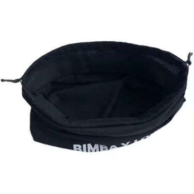 Medium Black Muslin Calico Canvas Cotton Drawstring Pouch Bags met aangepast logo