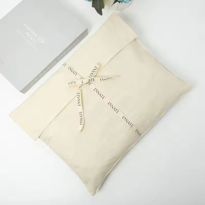 Recyclebare Luxe Make-up Cosmetische Cotton Envelope Pouch Met Tie Custom Logo Print Bag