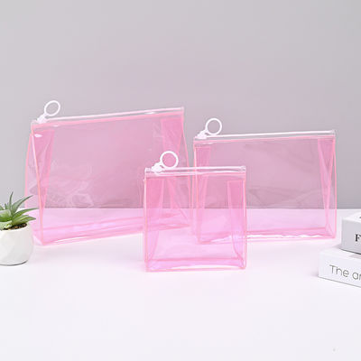 Low MOQ PVC Custom LOGO Travel Pouch Clear Zip Lock Cosmetische tas met aangepast logo