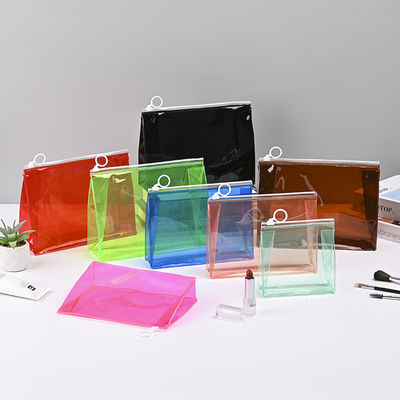 Low MOQ PVC Custom LOGO Travel Pouch Clear Zip Lock Cosmetische tas met aangepast logo
