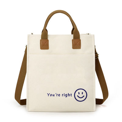 PU-handvat Eco-vriendelijk Waterdicht Gelamineerd Canvas Tote Winkeltas Met Custom Logo
