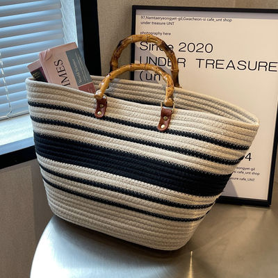 Stijlvolle dames Geweven Strand stro Handtas Casual Handgemaakte Hollow Out Rattan Schoudertassen