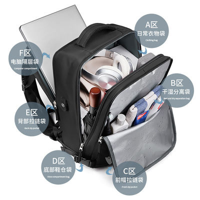 Waterdichte Anti-diefstal Custom Nylon Polyester Reistas Laptop Business Wandeling Rugzak met USB Charging Port