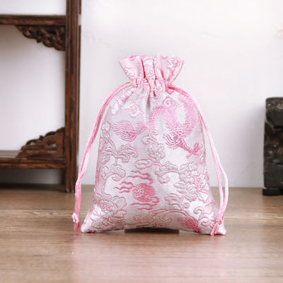 Gepersonaliseerde kleur Chinese stijl brocade trekstreng zak voor gepersonaliseerde logo sieraden zak