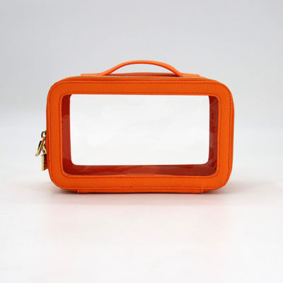 Kleine waterdichte reis PU leer toiletzak met aangepaste kleur PVC make-up case