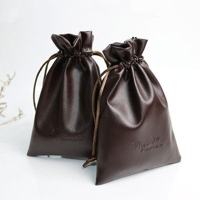 Middelgrote Custom Logo PU Lederen Juwelen Pouch Drawstring Bag voor High Class opslag