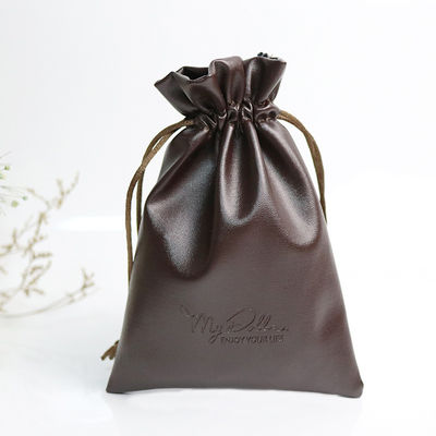 Middelgrote Custom Logo PU Lederen Juwelen Pouch Drawstring Bag voor High Class opslag
