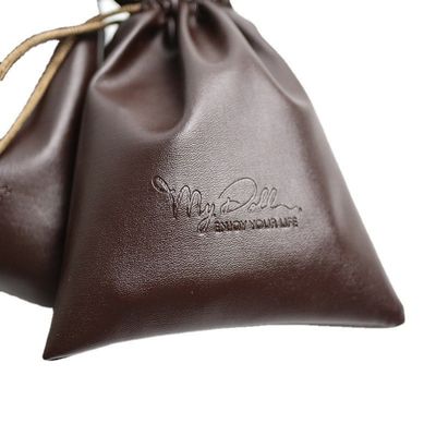 Middelgrote Custom Logo PU Lederen Juwelen Pouch Drawstring Bag voor High Class opslag