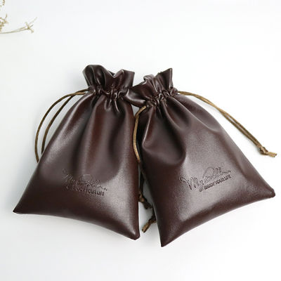 Middelgrote Custom Logo PU Lederen Juwelen Pouch Drawstring Bag voor High Class opslag