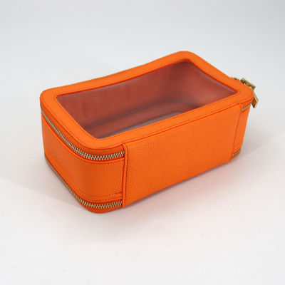 Kleine waterdichte reis PU leer toiletzak met aangepaste kleur PVC make-up case