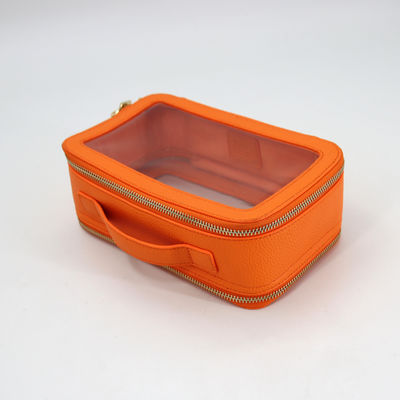 Kleine waterdichte reis PU leer toiletzak met aangepaste kleur PVC make-up case