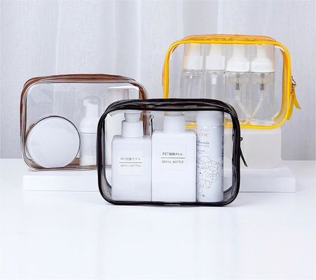 Custom Logo Transparent PVC Make-up Bag Kleine toiletartikeltas voor vrouwen Dubbele rits