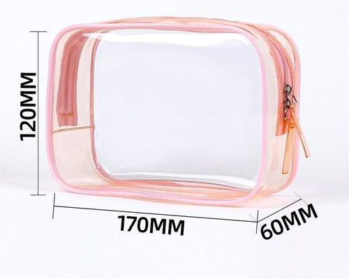Custom Logo Transparent PVC Make-up Bag Kleine toiletartikeltas voor vrouwen Dubbele rits