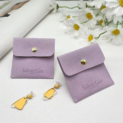 Juwelenzak Luxe Logo Print Microfiber Snap Button Bags voor oorbellen en halskettingen