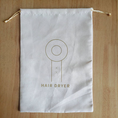 Custom Logo Print Suede Drawstring Bag voor het beschermen van hotel haardroger tegen stof