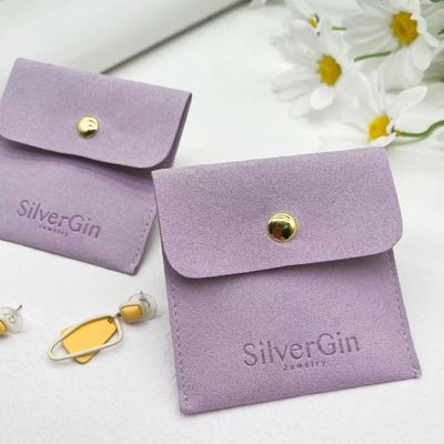 Juwelenzak Luxe Logo Print Microfiber Snap Button Bags voor oorbellen en halskettingen
